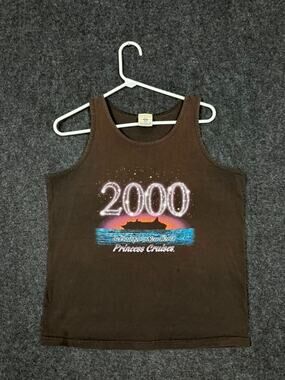 Vintage Princess Cruises 2000 Tank Top Men's M Brown USA Cruise Ship